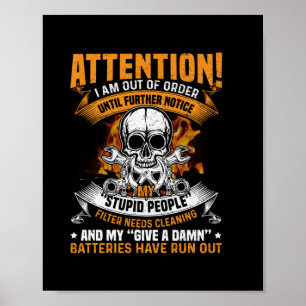 Mechanische Kunst   Attentie Ik Werking Niet Poster