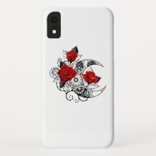 Mechanische Maan met Rode Rozen iPhone XR Hoesje