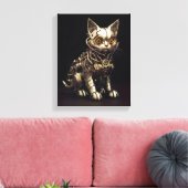 Mechanische Miauw: Een Steampunk Metal Cat Canvas Afdruk (Insitu (Woonkamer))