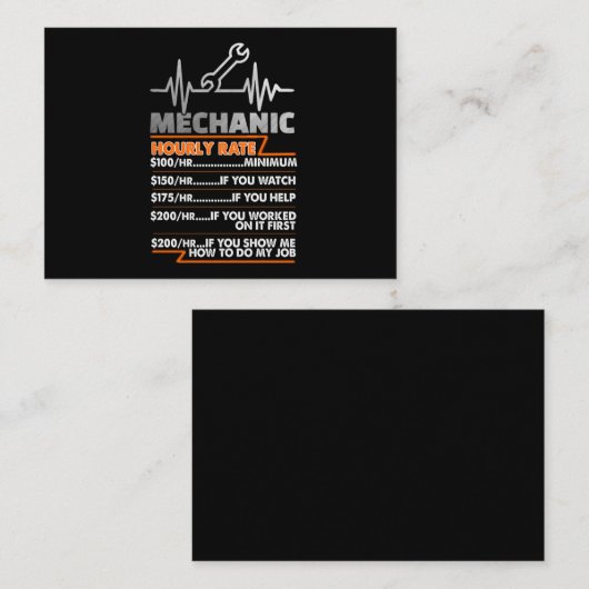 Mechanische overs | Mechanische uurtarief Informatiekaartje (Voorkant / Achterkant)