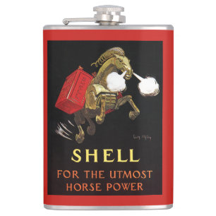 Mechanische paarden met Shell Oil Heupfles