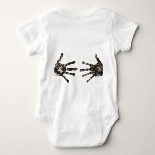 Mechanische pap met vuile handse Prints achteraan Romper (Achterkant)