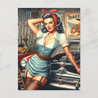 Mechanische Pin Up Briefkaart