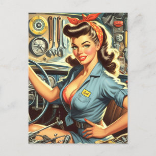 Mechanische Pin Up Briefkaart