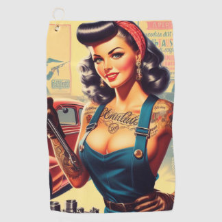 Mechanische Pin-up Golfhanddoek