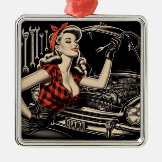  Mechanische Pin Up Metalen Ornament (Voorkant)