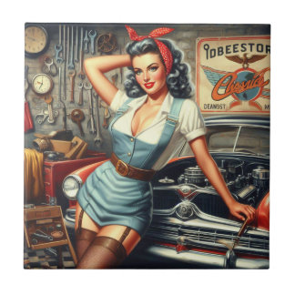 Mechanische Pin Up Tegeltje