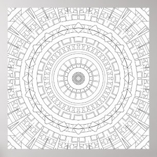 Mechanische Ring Mandala Precisie Kleur Kunst Poster