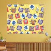 Mechanische Robot Cartoon Canvas Afdruk (Insitu (Woonkamer))