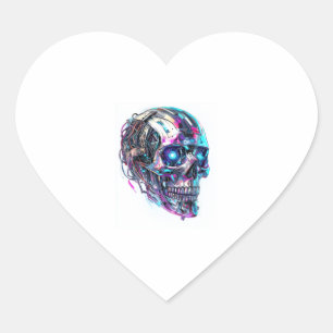Mechanische schedelmatrix hart sticker