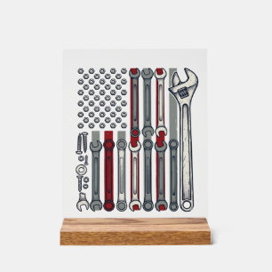 Mechanische Sleutel Vlag Vintage Gravure Vector On Acryl Bord