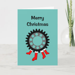 Mechanische Tandwiel Kerstsokken Bedankkaart