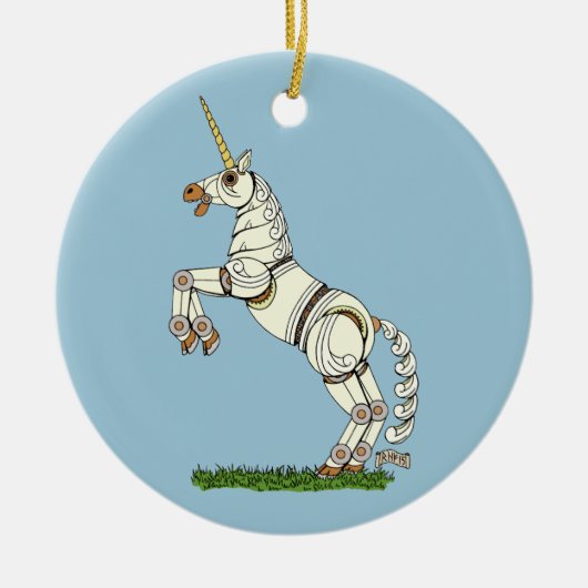 Mechanische Unicorn Keramisch Ornament (Voorkant)