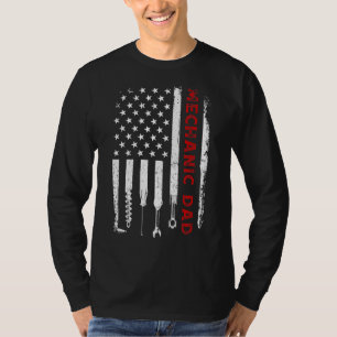Mechanische vader heeft Amerikaanse vlag Vaderdag T-shirt