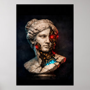 Mechanische Venus: Cyberpunk-beeldhouwkunst Poster