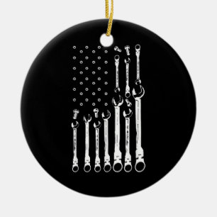 Mechanische Vlag Amerikaanse Patriottische Vlag Au Keramisch Ornament