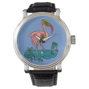 Mechanische vogel, roze flamingo Mecha Robot Horloge