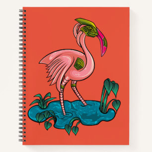 Mechanische vogel, roze flamingo Mecha Robot Notitieboek