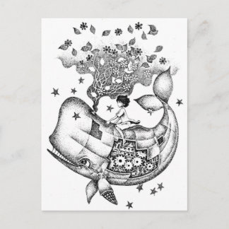 Mechanische walvis briefkaart