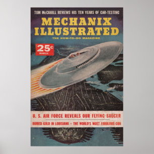 Mechanix Illustrated Pulp Magazine UFO C Poster