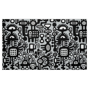 Mechanoïde wereld - zwart en wit met grijs c6cbcc stof