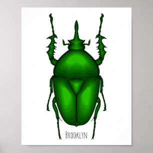 Mecynorhina torquata bug cartoon illustratie poster