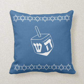 MED BLUE & WHITE, DREIDEL & STERREN kussen