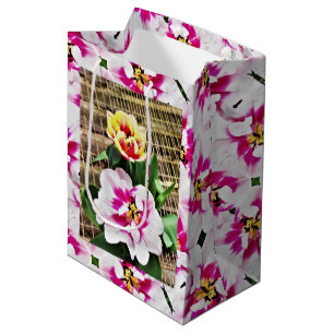 Med Cadeauzak Roze/Gele Tulpen Medium Cadeauzakje