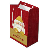 MED: Rood en Goud Kerstthema Medium Cadeauzakje (Achterkant Gekanteld)