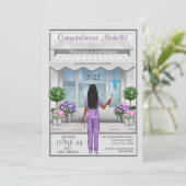 Med School Afstuderen Hispanic African Invite Kaart (Staand voorkant)