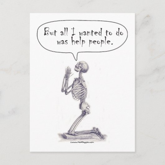 Med Student Skeleton Prayer Briefkaart (Voorkant)