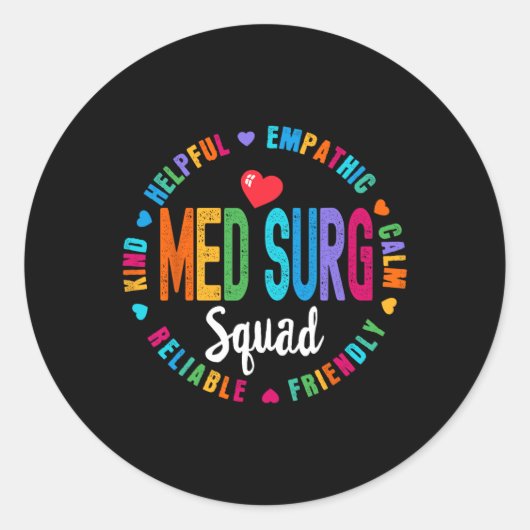 Med Surg Squad Nurse Team Geregistreerde Verpleegk Ronde Sticker (Voorkant)