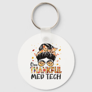 Med Tech One dankbaar Messy Bun Thanksgiving Herfs Sleutelhanger