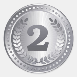 Médaille d'argent 2e place vainqueur autocollant