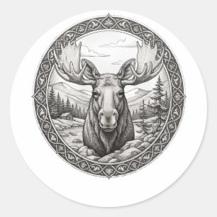 Médaille de l'élan vintage Autocollant rond de la