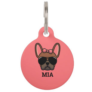 Médaille d'identification pour chienne Bouledogue 