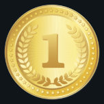 Médaille d'or 1ère place vainqueur autocollant<br><div class="desc">Élégant champion 1ère place médaille d'or autocollant / 1ère place Prix design qui rend un prix incroyable pour l'excellence ou la réussite.</div>