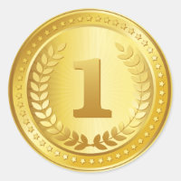 Médaille d'or 1ère place vainqueur autocollant