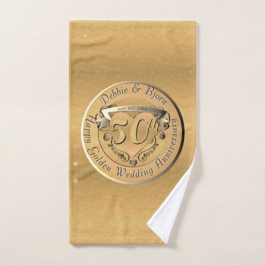Médaille d'or du 50e anniversaire du Mariage (Serviette à main)