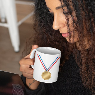Médaille D'Or Sur Une Mug De Ruban