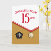 Médaille Faux employé 15 ans carte anniversaire (Fleur jaune)