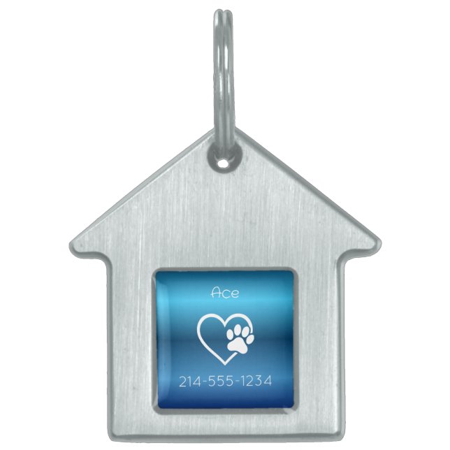 Médaille Personnalisée pour Chien Bleue avec Nom e (Devant)