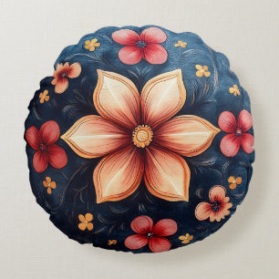Médaille Pétales Dorés – Coussin Rond Floral