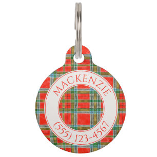 MÉDAILLE RONDE POUR ANIMAUX DE COMPAGNIE / Tartan