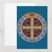 Medaille van de Heilige Benedictus Kaart (Voorkant / Achterkant)
