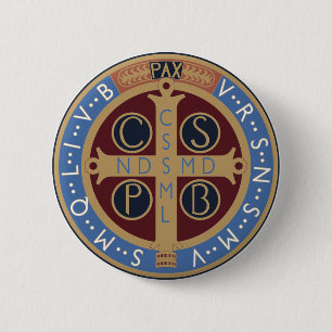 Medaille van de Heilige Benedictus Ronde Button 5,7 Cm