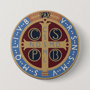 Medaille van de Heilige Benedictus Ronde Button 7,6 Cm
