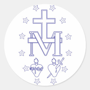 Medaille van Onze Lieve Vrouw van Genade Mirakel K Ronde Sticker