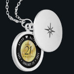 Médaillon Avec Fermoir 21ème anniversaire de Mariage en laiton<br><div class="desc">Commémorez le 21ème anniversaire du mariage avec cet élégant emplacement! Un élégant lettrage noir et blanc avec des confettis hexagonaux sur un arrière - plan en laiton ajoute une touche mémorable pour cette occasion spéciale et une étape extraordinaire. Customisez avec les noms du couple heureux, et les dates de leur...</div>