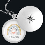 Médaillon Avec Fermoir Aquarelle Boho personnalisée Arc-en-ciel<br><div class="desc">Un joli collier de serrure arc-en-ciel couleur boho pour une fille. Un cadeau d'anniversaire parfait pour votre fille ou votre petite-fille.</div>